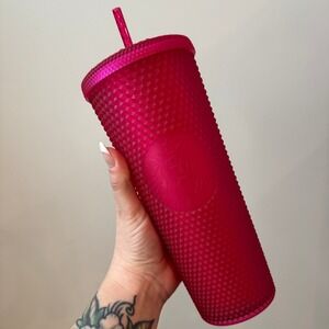 Starbucks Matte Pink Studded‎ Tumbler 24 oz Venti Reusable Cup Lid Straw 2021
